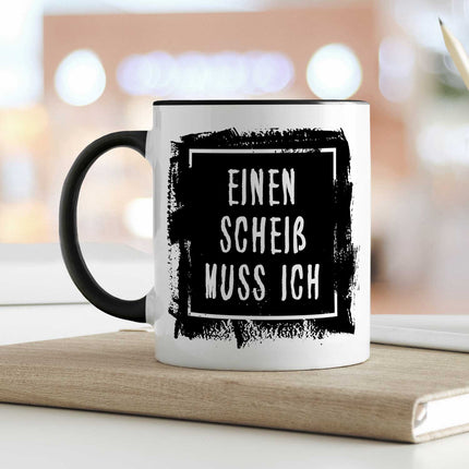SEO. Bedruckte Tasse mit Spruch - Einen Scheiß muss ich - Weiß Linkreich
