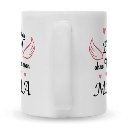SEO. Bedruckte Tasse mit Spruch Engel ohne Flügel - Weiß Linkreich