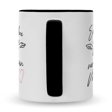 SEO. Bedruckte Tasse mit Spruch Engel ohne Flügel - Schwarz & Weiß Linkreich