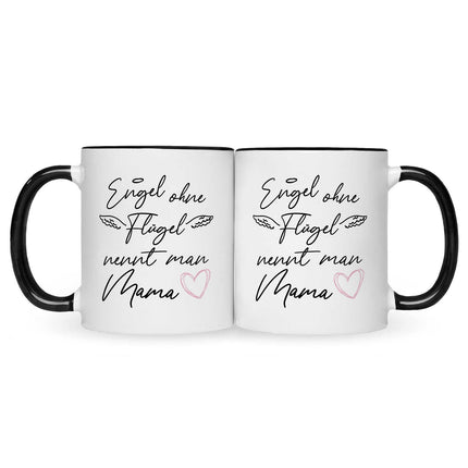 SEO. Bedruckte Tasse mit Spruch Engel ohne Flügel - Schwarz & Weiß Linkreich