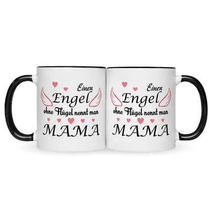 SEO. Bedruckte Tasse mit Spruch Engel ohne Flügel - Schwarz & Weiß Linkreich