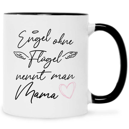 SEO. Bedruckte Tasse mit Spruch Engel ohne Flügel - Schwarz & Weiß Linkreich