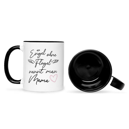 SEO. Bedruckte Tasse mit Spruch Engel ohne Flügel - Schwarz & Weiß Linkreich