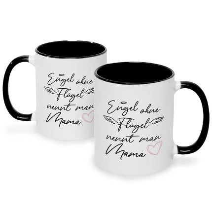 SEO. Bedruckte Tasse mit Spruch Engel ohne Flügel - Schwarz & Weiß Linkreich