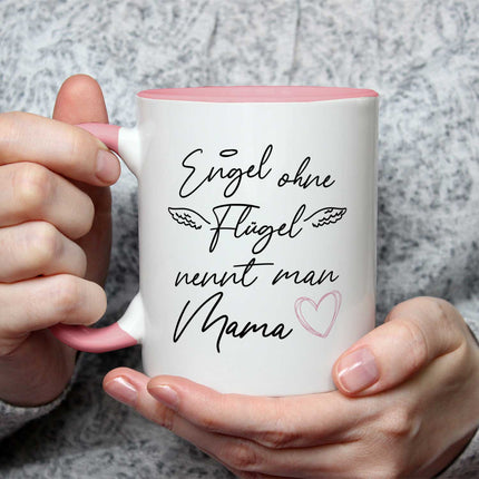 SEO. Bedruckte Tasse mit Spruch Engel ohne Flügel - Rosa Linkreich