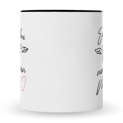 SEO. Bedruckte Tasse mit Spruch Engel ohne Flügel - Schwarz & Weiß Linkreich