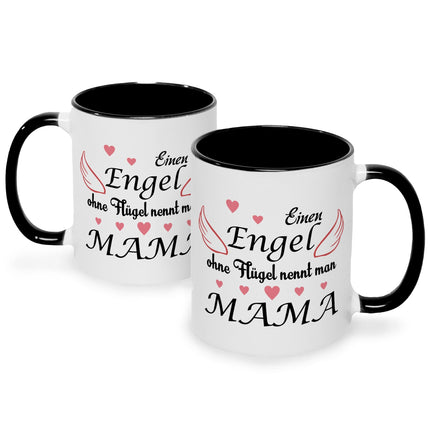 SEO. Bedruckte Tasse mit Spruch Engel ohne Flügel - Schwarz & Weiß Linkreich