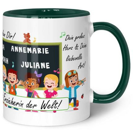 SEO. Bedruckte Tasse mit Spruch Erzieher/in Abschied mit Tafel - Schwarz Linkreich