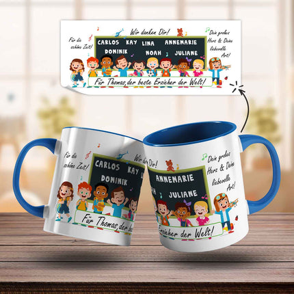SEO. Bedruckte Tasse mit Spruch Erzieher/in Abschied mit Tafel - Hellgrün Linkreich