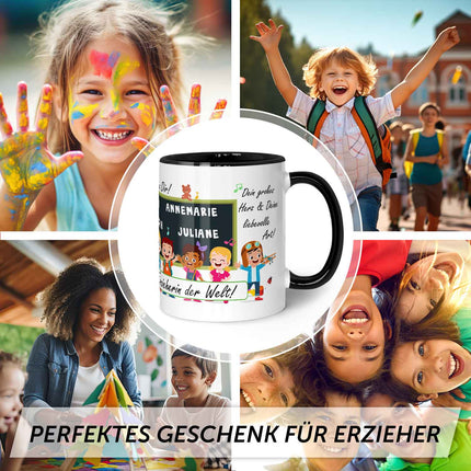 SEO. Bedruckte Tasse mit Spruch Erzieher/in Abschied mit Tafel - Hellgrün Linkreich