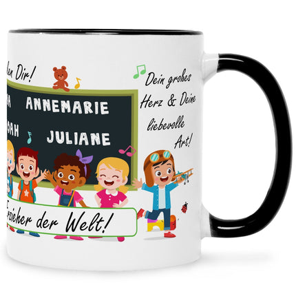 SEO. Bedruckte Tasse mit Spruch Erzieher/in Abschied mit Tafel - Weiß Linkreich