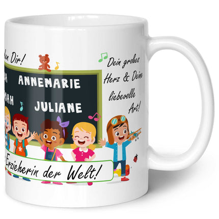 SEO. Bedruckte Tasse mit Spruch Erzieher/in Abschied mit Tafel - Schwarz Linkreich