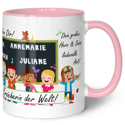 SEO. Bedruckte Tasse mit Spruch Erzieher/in Abschied mit Tafel - Hellgrün Linkreich