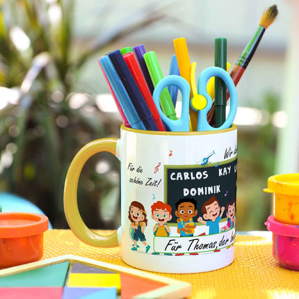SEO. Bedruckte Tasse mit Spruch Erzieher/in Abschied mit Tafel - Weiß Linkreich