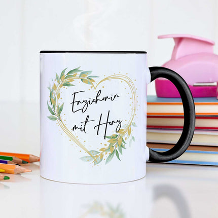 SEO. Bedruckte Tasse mit Spruch Erzieher/in mit Herz - Linkreich