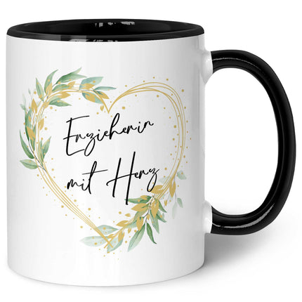 SEO. Bedruckte Tasse mit Spruch Erzieher/in mit Herz - Linkreich
