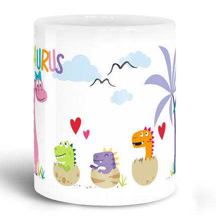 SEO. Bedruckte Tasse mit Spruch "Erziehersaurus" - Erzieherin Weiß Linkreich
