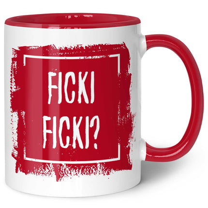 SEO. Bedruckte Tasse mit Spruch - Ficki Ficki? - Rosa Linkreich