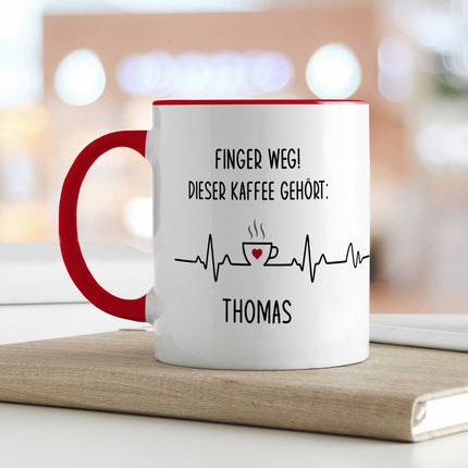 SEO. Bedruckte Tasse mit Spruch - Finger Weg! - Rot Linkreich