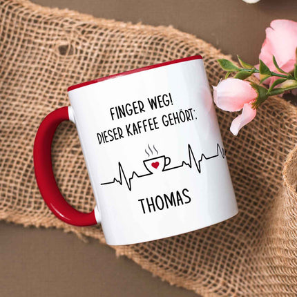SEO. Bedruckte Tasse mit Spruch - Finger Weg! - Rot Linkreich