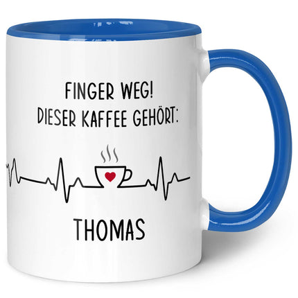 SEO. Bedruckte Tasse mit Spruch - Finger Weg! - Blau Linkreich