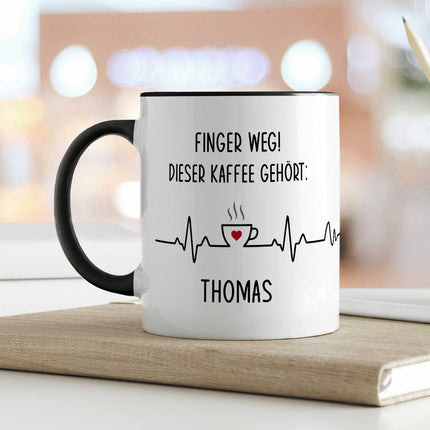 SEO. Bedruckte Tasse mit Spruch - Finger Weg! - Weiß Linkreich