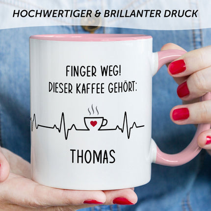 SEO. Bedruckte Tasse mit Spruch - Finger Weg! - Rosa Linkreich