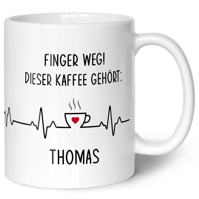 SEO. Bedruckte Tasse mit Spruch - Finger Weg! - Weiß Linkreich