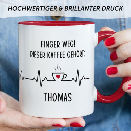 SEO. Bedruckte Tasse mit Spruch - Finger Weg! - Rot Linkreich