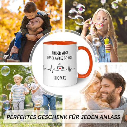 SEO. Bedruckte Tasse mit Spruch - Finger Weg! - Orange Linkreich