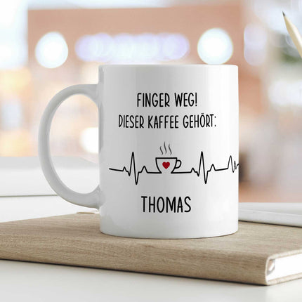 SEO. Bedruckte Tasse mit Spruch - Finger Weg! - Weiß Linkreich