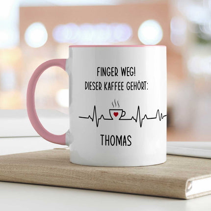 SEO. Bedruckte Tasse mit Spruch - Finger Weg! - Rosa Linkreich