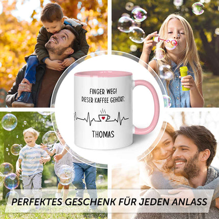 SEO. Bedruckte Tasse mit Spruch - Finger Weg! - Rosa Linkreich