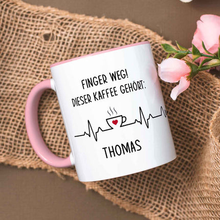 SEO. Bedruckte Tasse mit Spruch - Finger Weg! - Rosa Linkreich