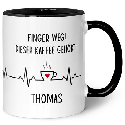 SEO. Bedruckte Tasse mit Spruch - Finger Weg! - Schwarz & Weiß Linkreich