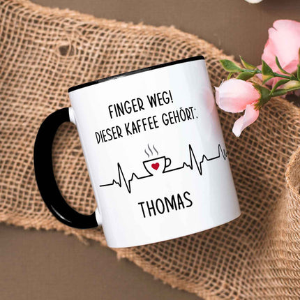 SEO. Bedruckte Tasse mit Spruch - Finger Weg! - Weiß Linkreich