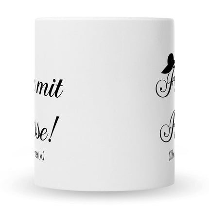 SEO. Bedruckte Tasse mit Spruch Frau mit Klasse - Weiß Linkreich