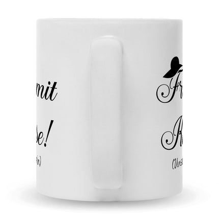 SEO. Bedruckte Tasse mit Spruch Frau mit Klasse - Weiß Linkreich