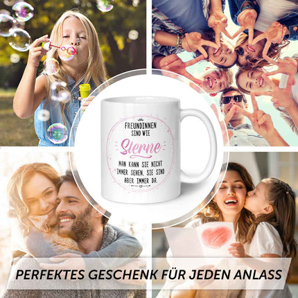 SEO. Bedruckte Tasse mit Spruch Freundinnen sind wie Sterne - Weiß Linkreich