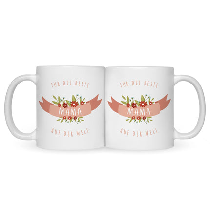 SEO. Bedruckte Tasse mit Spruch Für die beste Mama - Weiß Linkreich