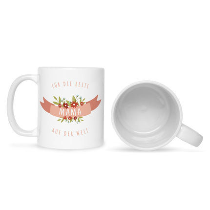 SEO. Bedruckte Tasse mit Spruch Für die beste Mama - Weiß Linkreich