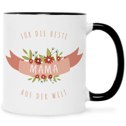 SEO. Bedruckte Tasse mit Spruch Für die beste Mama - Weiß Linkreich