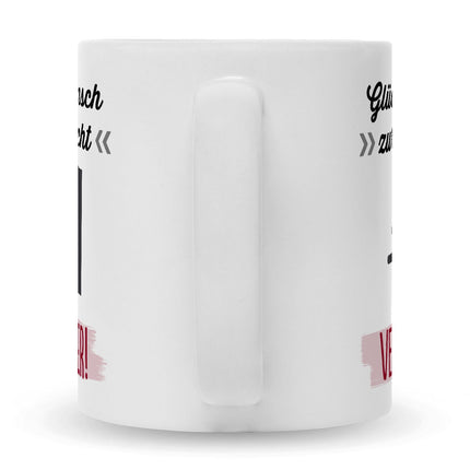 SEO. Bedruckte Tasse mit Spruch Glückwunsch zur Flucht - Weiß Linkreich