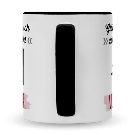 SEO. Bedruckte Tasse mit Spruch Glückwunsch zur Flucht - Schwarz & Weiß Linkreich