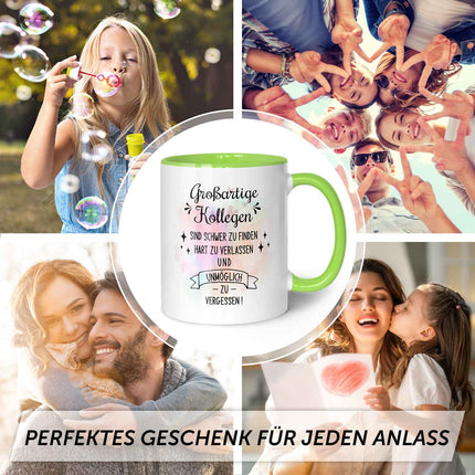 SEO. Bedruckte Tasse mit Spruch Großartige Kollegen - Grün Linkreich