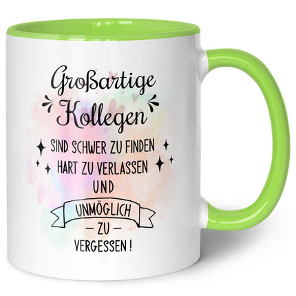 SEO. Bedruckte Tasse mit Spruch Großartige Kollegen - Grün Linkreich