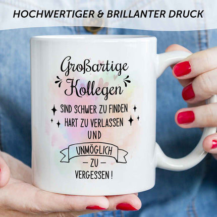 SEO. Bedruckte Tasse mit Spruch Großartige Kollegen - Grün Linkreich