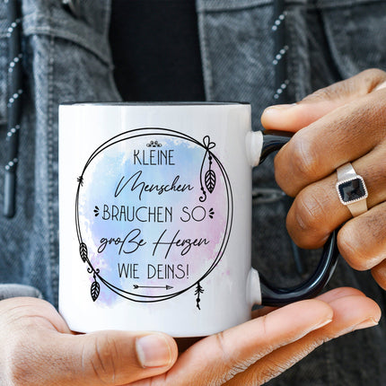 SEO. Bedruckte Tasse mit Spruch Große Herzen wie Deins - Weiß Linkreich