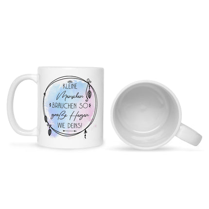SEO. Bedruckte Tasse mit Spruch Große Herzen wie Deins - Weiß Linkreich