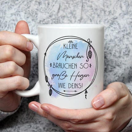SEO. Bedruckte Tasse mit Spruch Große Herzen wie Deins - Weiß Linkreich